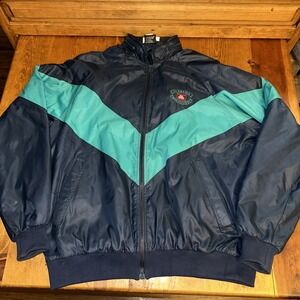 Vtg LA Mode Men's XL Hooded Windbreaker Zip Away Hood Teal &‎ Blue 3M Thinsulate